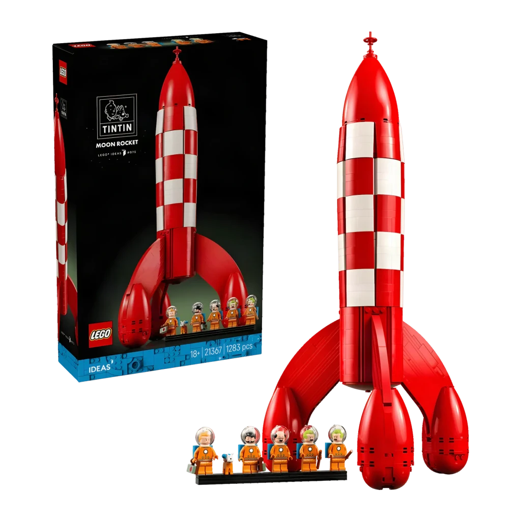 LEGO Set Ideas 21367 El Cohete Lunar de Tintín rojo y blanco - vista principal - Ítem1