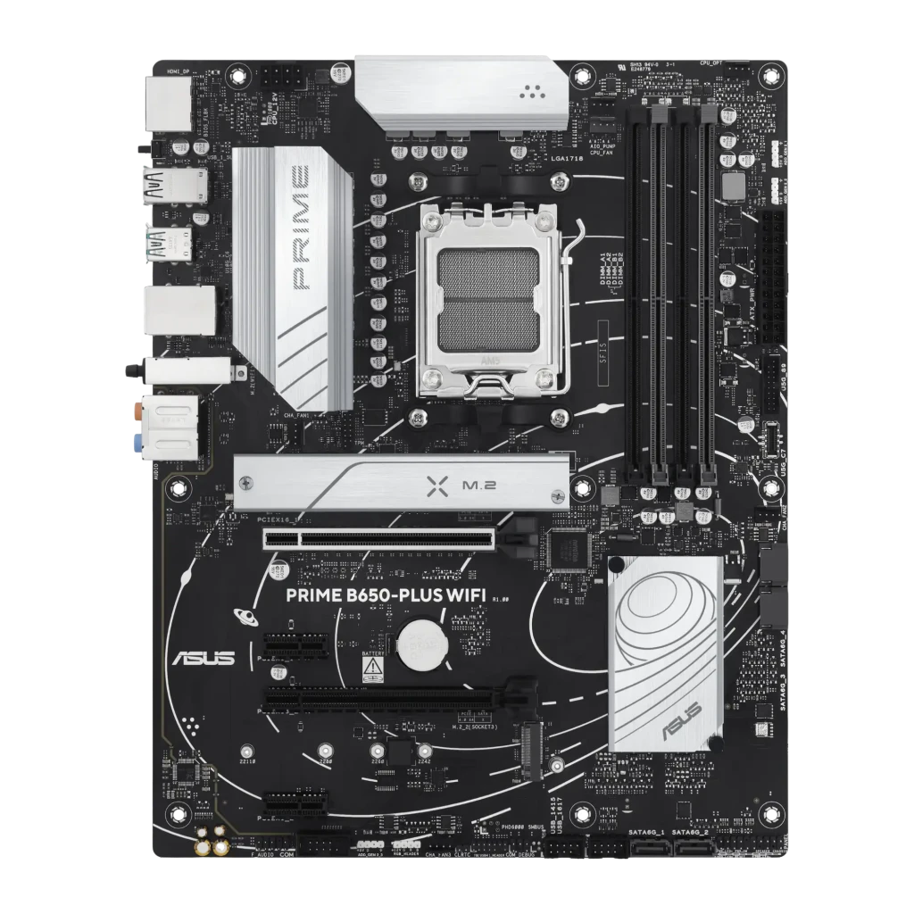 ASUS Placa base Prime B650-Plus WiFi preto y prateado - detalhe