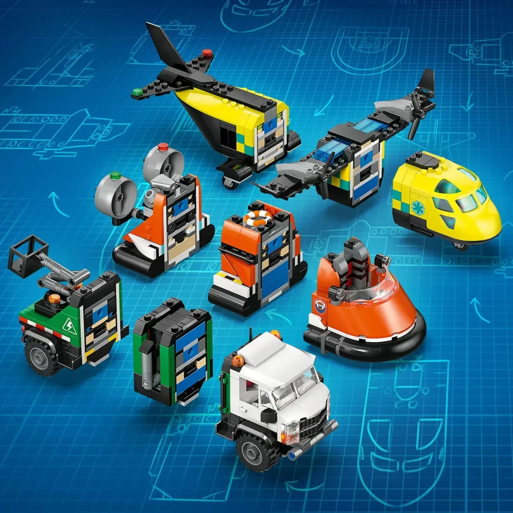 LEGO Set City 60505 Avión, Vehículo de Mantenimiento y Aerodeslizador - el sistema modular es la clave