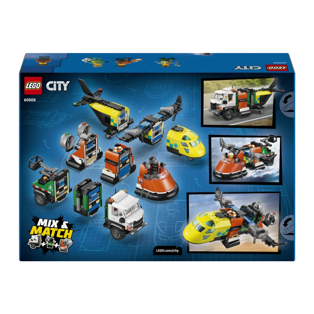LEGO Set City 60505 Avión, Vehículo de Mantenimiento y Aerodeslizador - incluye 3 minifiguras con roles distintos (conductor