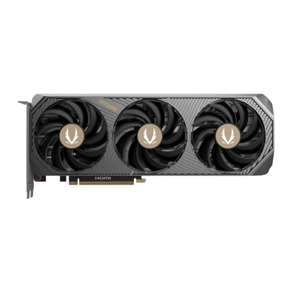 ZOTAC GAMING GeForce RTX 5070 SOLID 12GB, vue avec boîte: carte graphique triple ventilateur aux côtés de son emballage - Ítem1