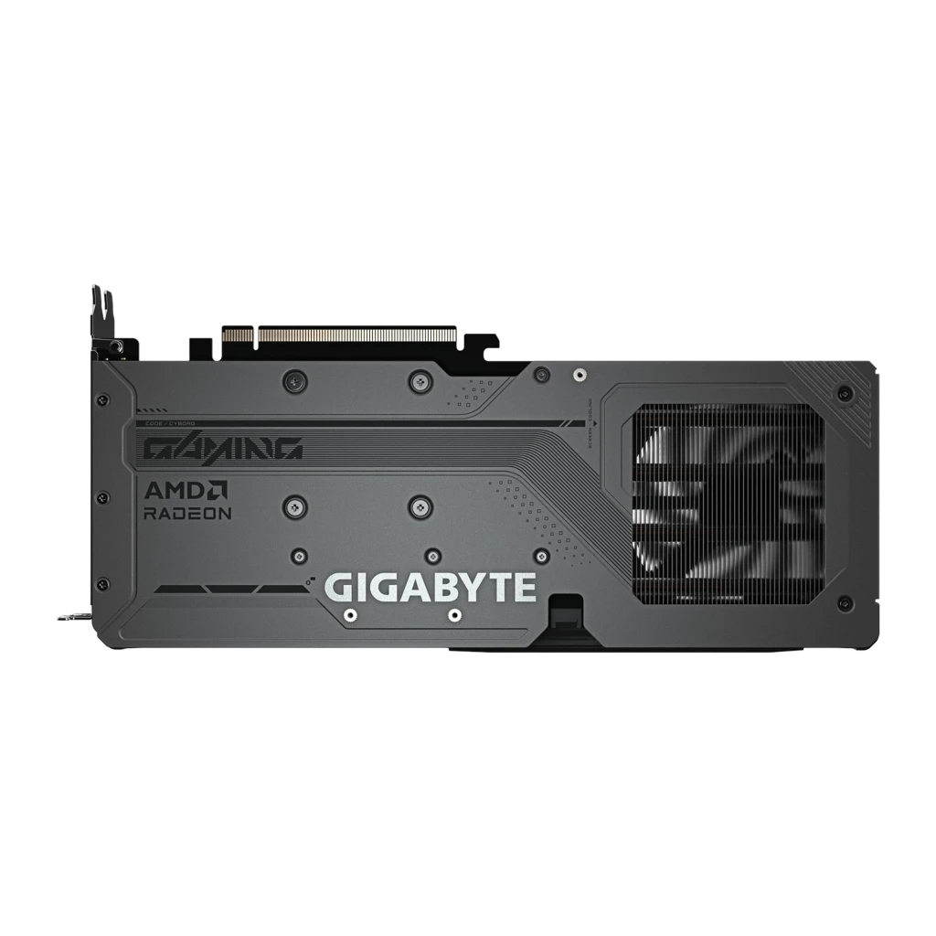 Gigabyte Radeon RX 9060 XT Gaming OC 16GB noir, kit avec boîte: carte en angle montrant les connecteurs DisplayPort et HDMI - Ítem2