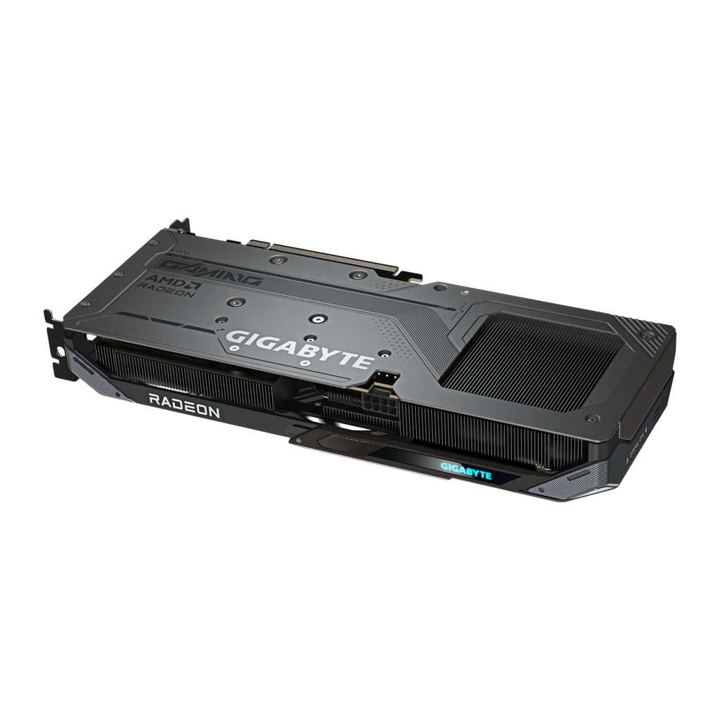 Gigabyte Radeon RX 9060 XT Gaming OC 16GB noir, kit avec boîte: carte en angle montrant les connecteurs DisplayPort et HDMI - Ítem5