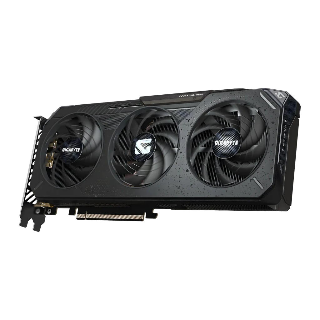 Gigabyte Radeon RX 9060 XT Gaming OC 16GB noir, kit avec boîte: carte en angle montrant les connecteurs DisplayPort et HDMI - Ítem8