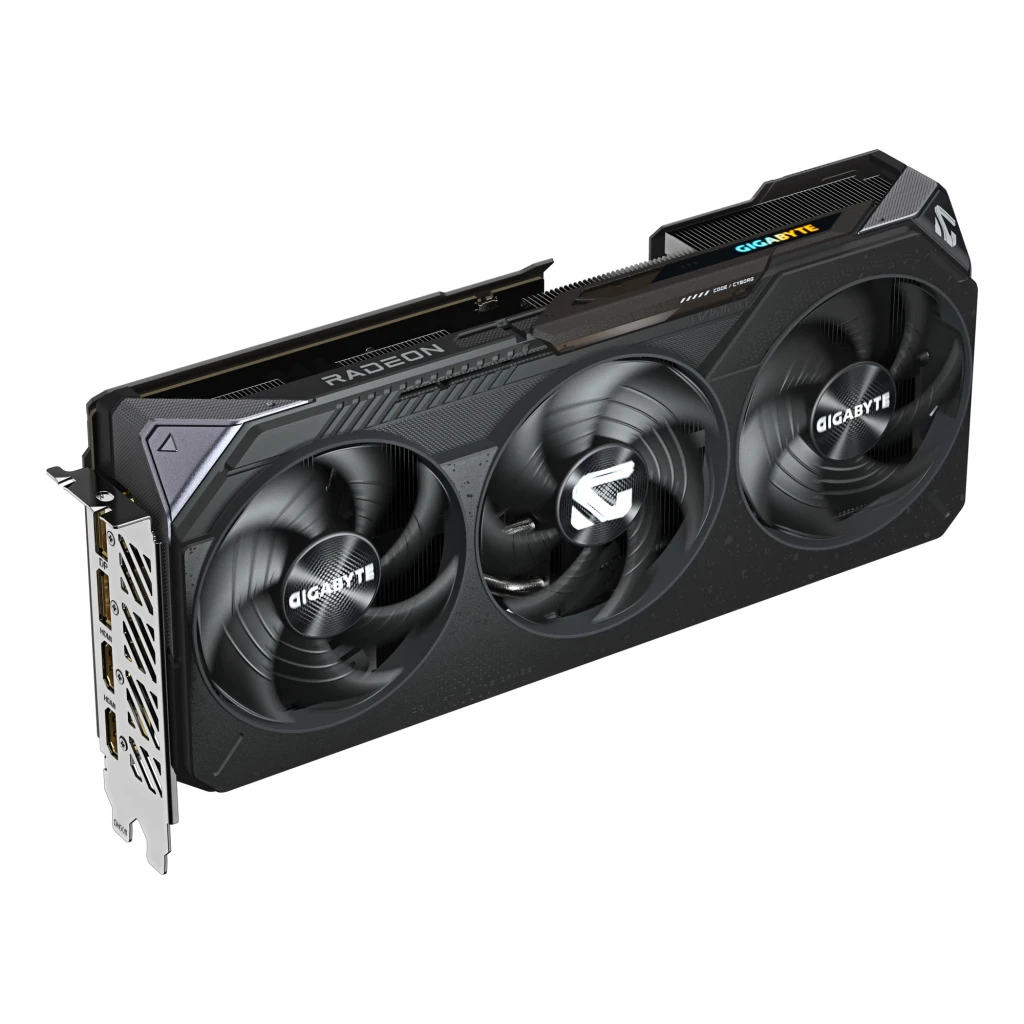 Gigabyte Radeon RX 9070 Gaming OC 16GB noir, kit avec boîte: carte graphique à côté de la boîte AMD Radeon RX 9070 orange - Ítem2