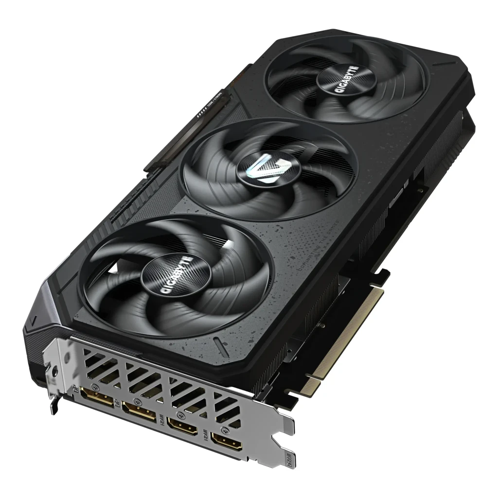 Gigabyte Radeon RX 9070 Gaming OC 16GB noir, kit avec boîte: carte graphique à côté de la boîte AMD Radeon RX 9070 orange - Ítem6