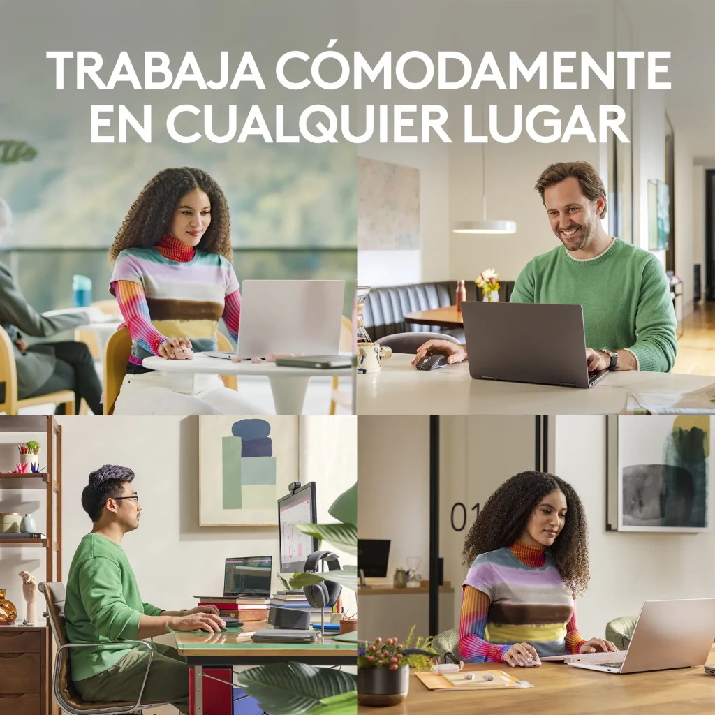 Logitech Rato MX Anywhere 3S Grafite, vista superior: roda metálica, botão central e LED verde aceso - Item8