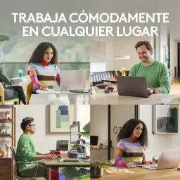 Logitech Rato MX Anywhere 3S Grafite, lifestyle: quatro pessoas usando o rato em diferentes ambientes de trabalho