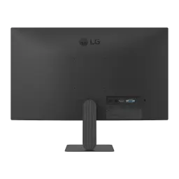 LG Monitor 27U411B-B 27 polegadas Full HD preto, vista traseira: painel posterior com logo LG, suporte estriado e portas de