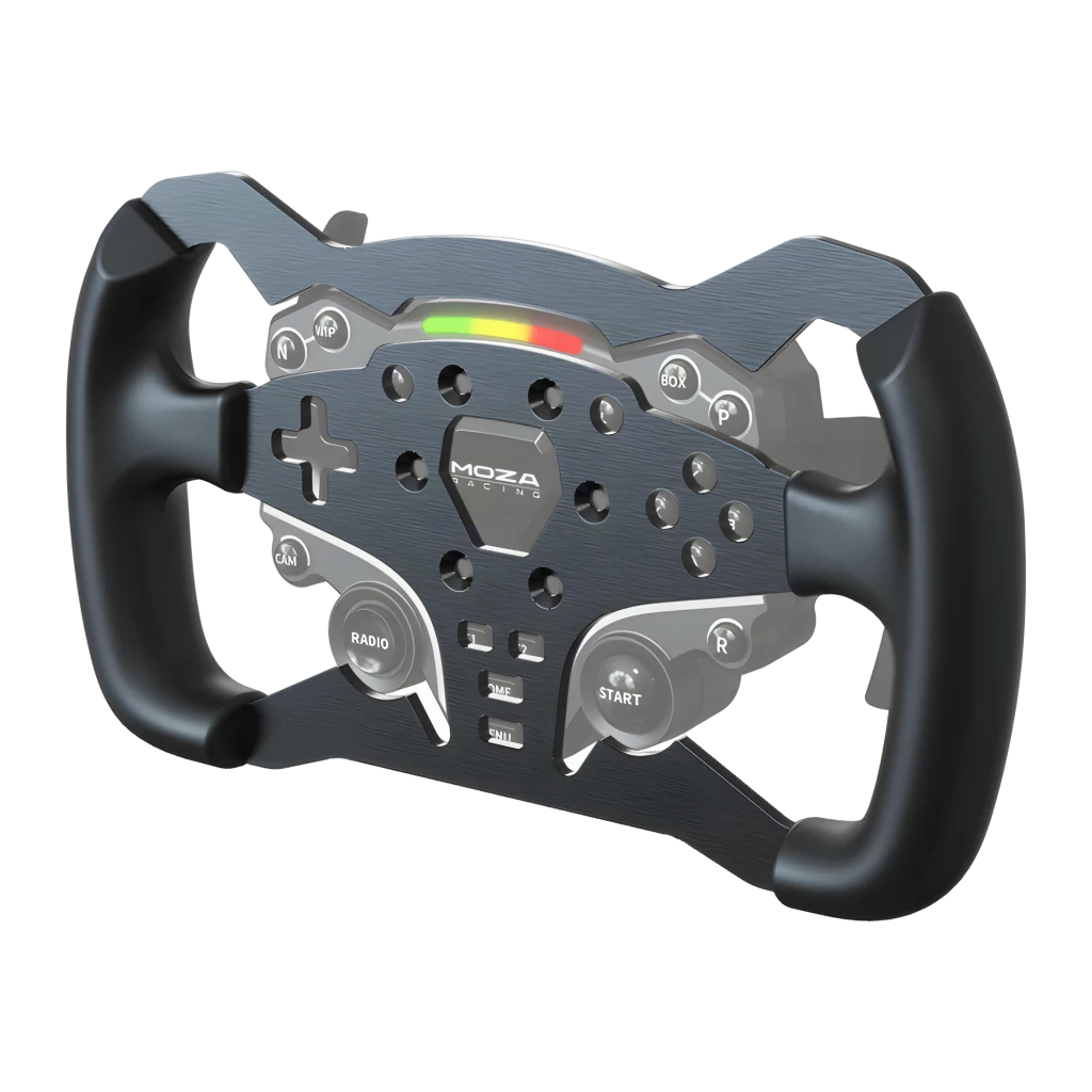 Moza Racing RS032 Noir, vue avant: volant sim racing avec panneau de boutons, D-pad, LEDs RGB et logo central - Ítem2