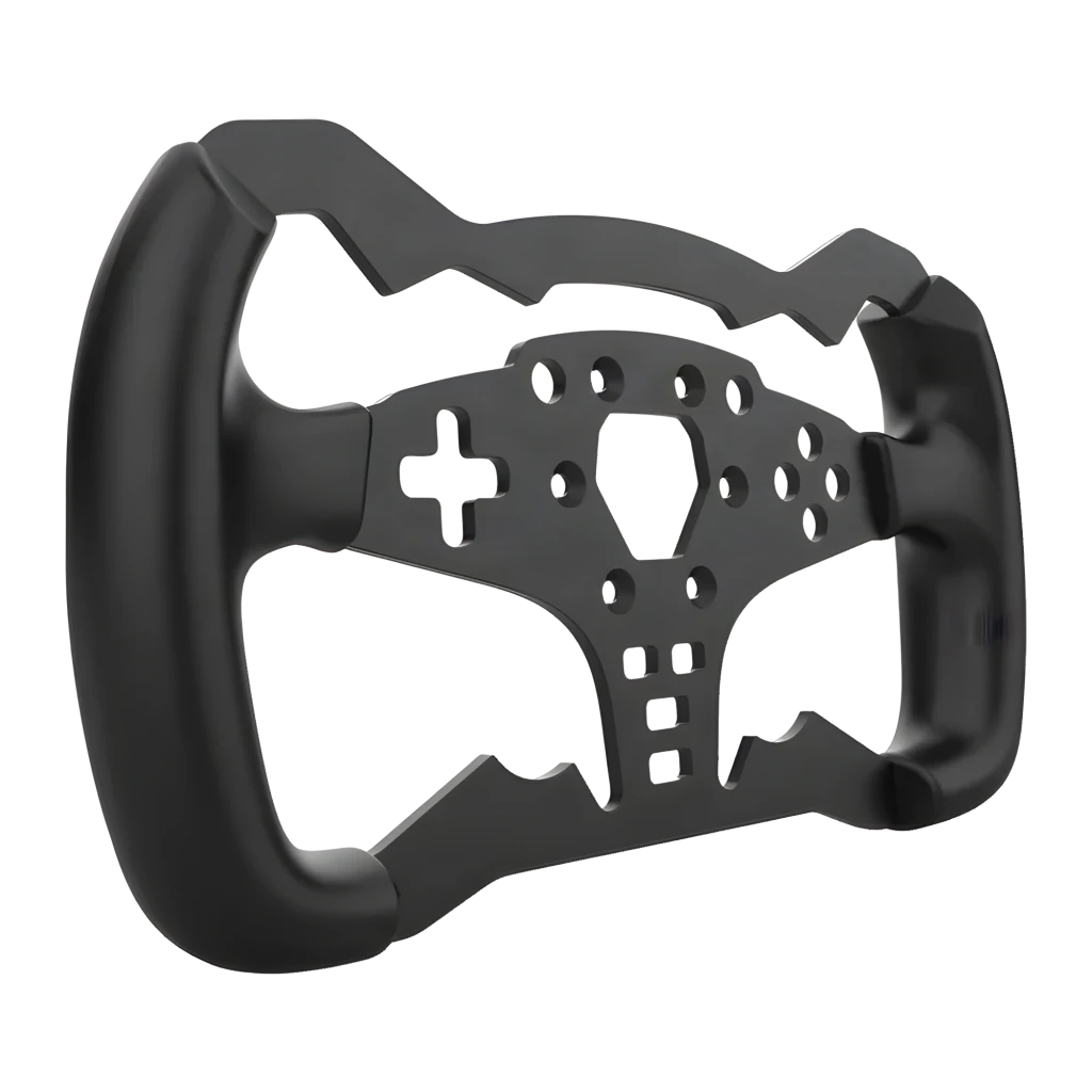Moza Racing RS032 Noir, vue avant: volant sim racing avec panneau de boutons, D-pad, LEDs RGB et logo central - Ítem4