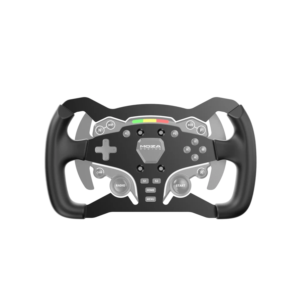 Moza Racing RS032 Noir, vue avant: volant sim racing avec panneau de boutons, D-pad, LEDs RGB et logo central - Ítem6