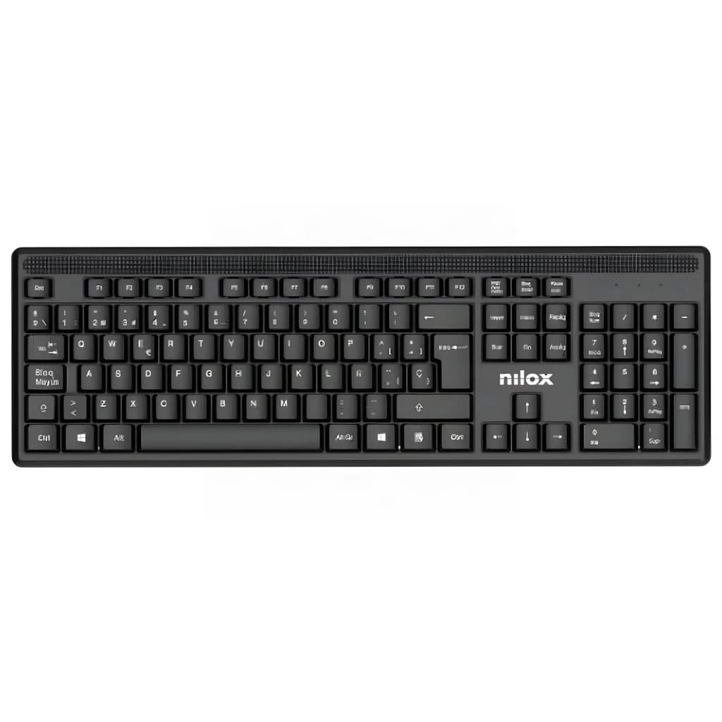 Nilox Kit teclado y ratón inalámbrico NXKMWE011 Negro - teclado de membrana con 105 teclas y layout en español, incluyendo