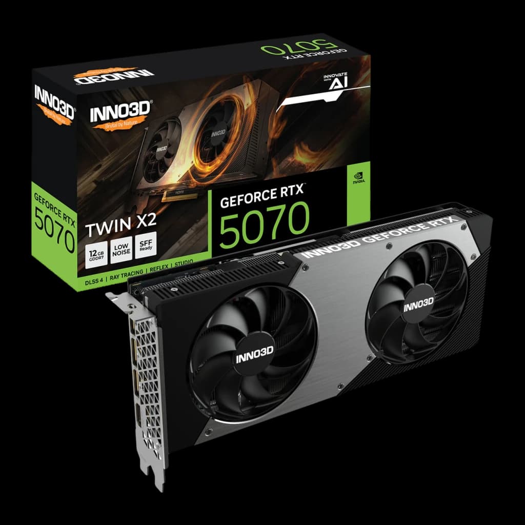 Inno3D Tarjeta Gráfica GeForce RTX 5070 Twin X2 OC 12 GB GDDR7 - vista principal