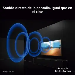 Sony K-65XR75M2 65 pouces 4K noir, détail: ondes sonores bleues Acoustic Multi-Audio+ émanant de l'écran