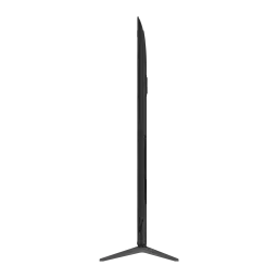 TCL 85P8L 85 polegadas preto, vista lateral: perfil ultrafino do painel e base em V