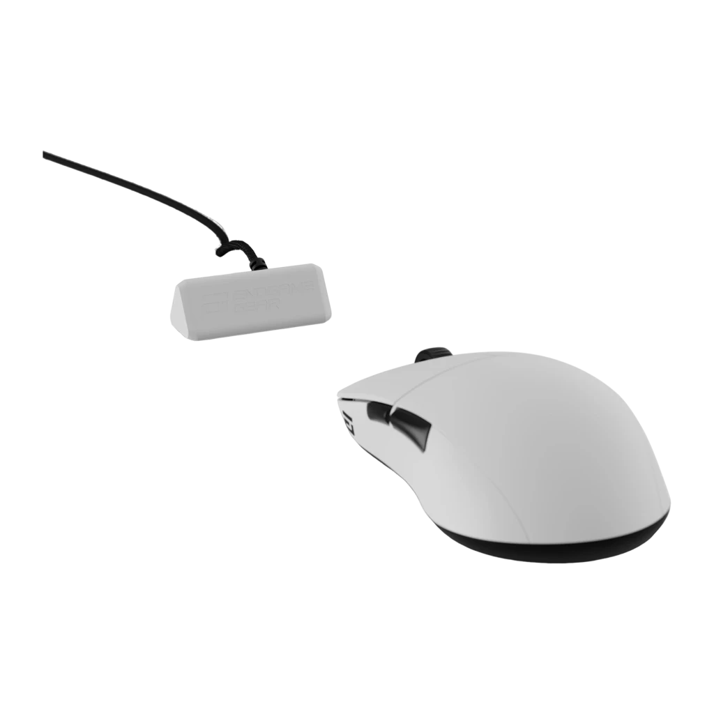 Endgame Gear XM2w 4K Wireless blanc, vue inférieure: capteur optique, patins et logo Endgame Gear sur la base - Ítem2