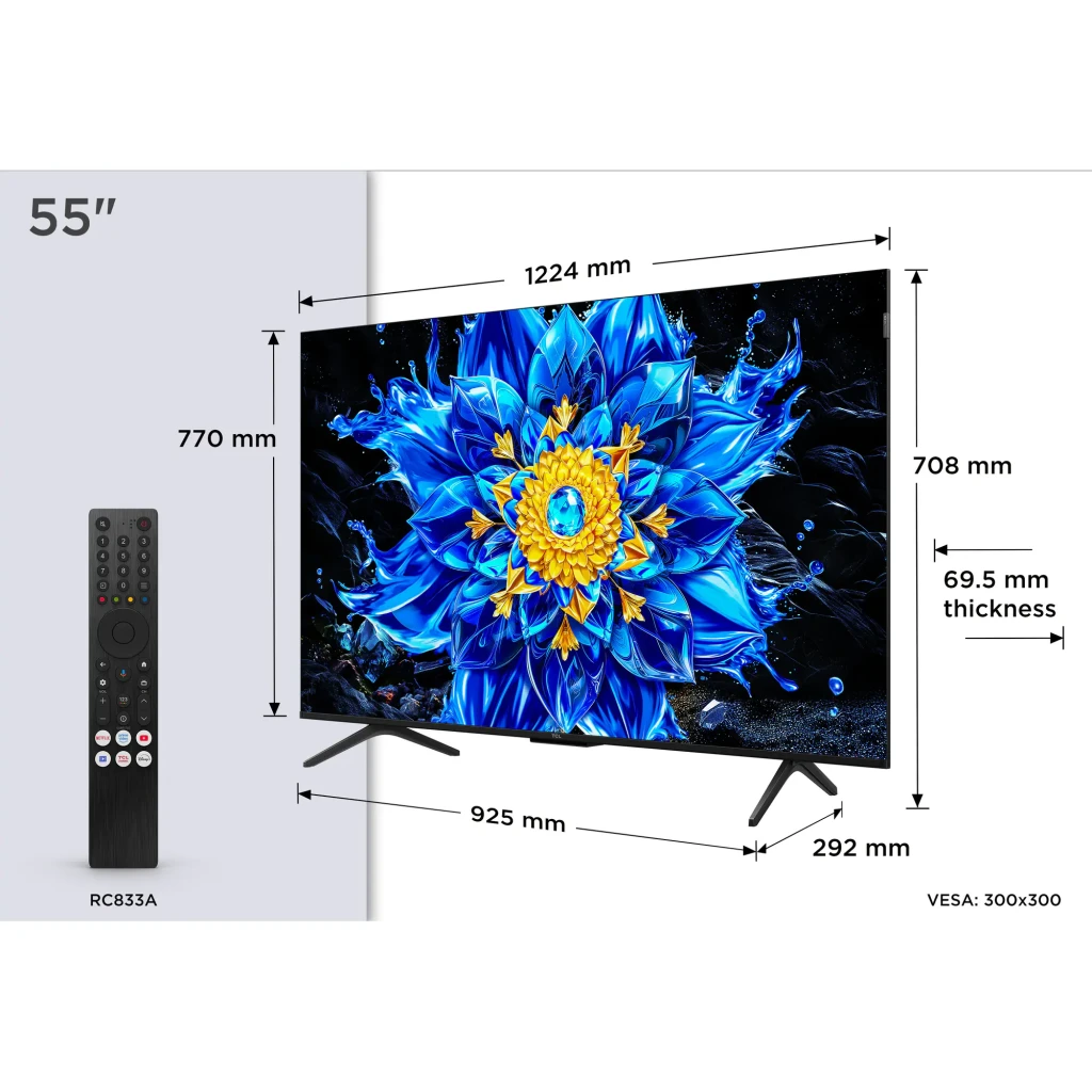 TCL Televisor 55P8L 55 pulgadas 4K Ultra HD Mini LED Google TV 144 Hz Negro - vista principal - Item3