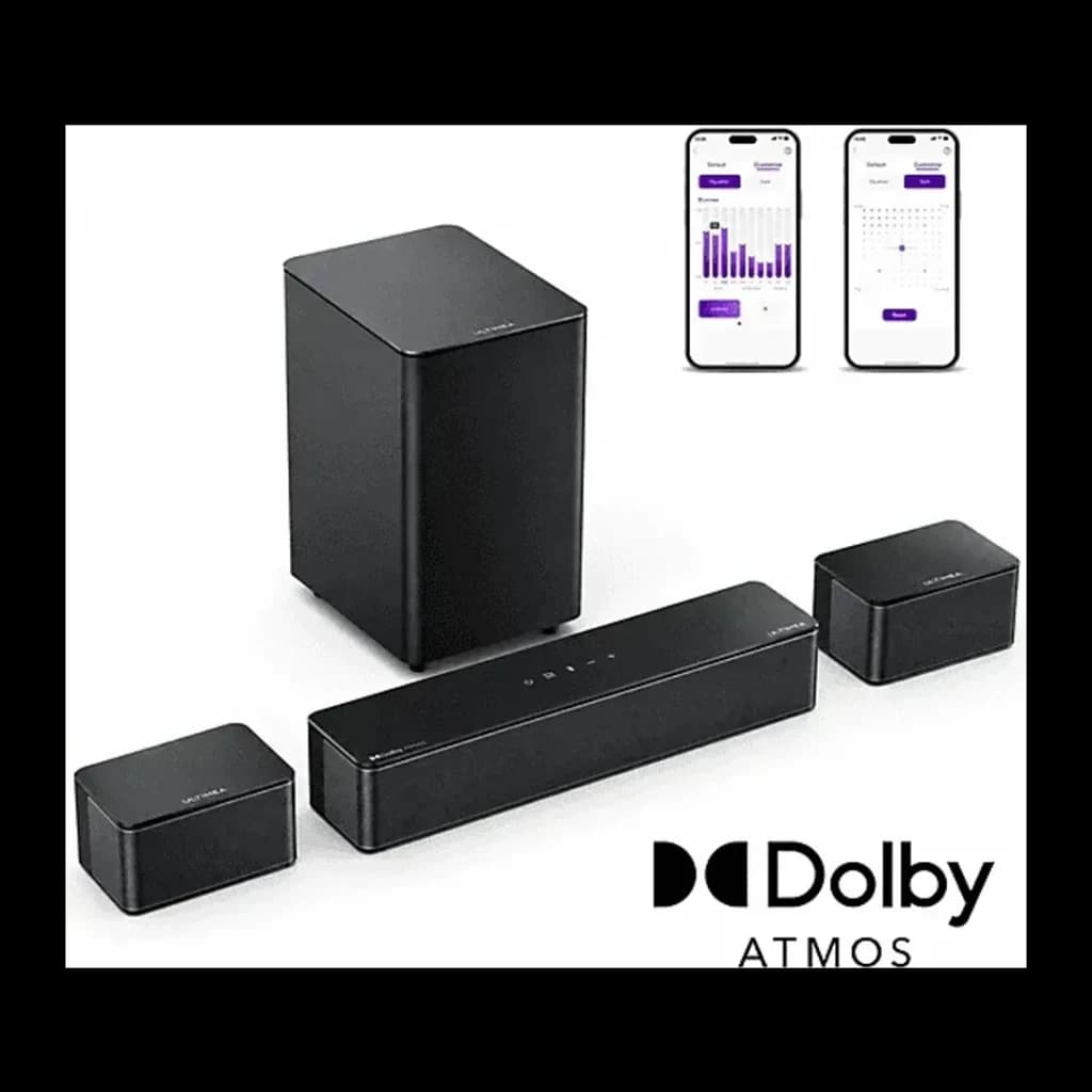 Ultimea Poseidon D50 Soundbar - los altavoces traseros van con cable (6 m) aunque el subwoofer es