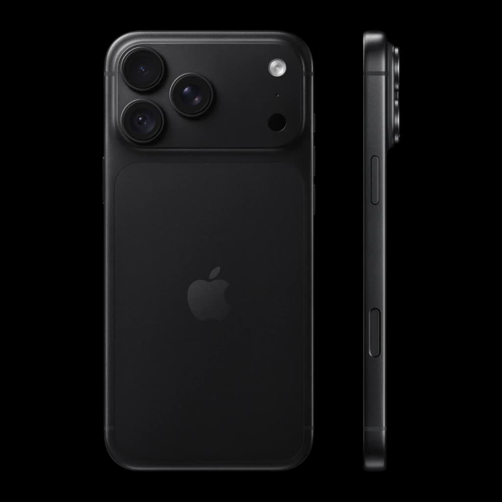 iPhone 18 Pro Max 512GB Negro con triple cámara trasera en módulo elevado, acabado mate, bordes planos y perfil delgado con botones laterales