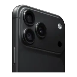 Módulo de triple cámara del iPhone 18 Pro Max 256GB Negro con lentes grandes y flash, acabado mate oscuro y bordes curvos de aluminio