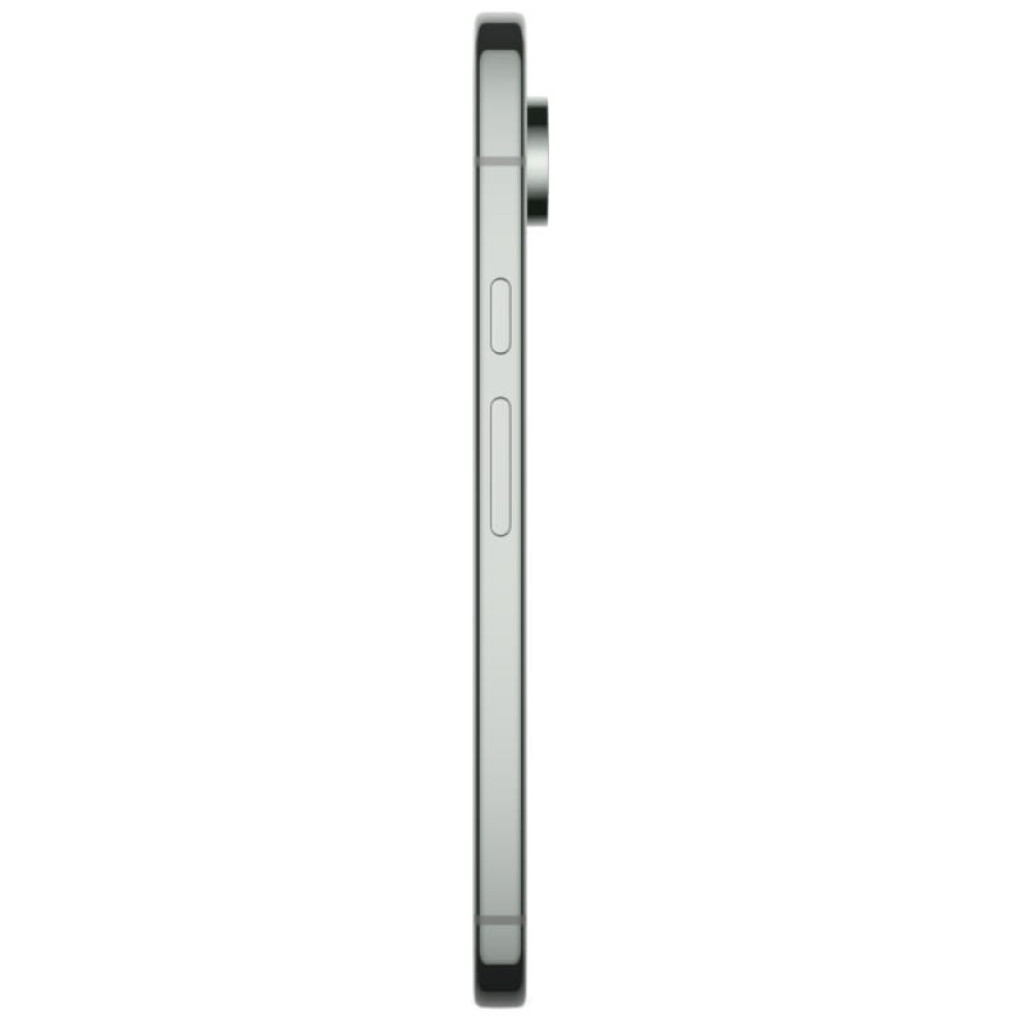Borde lateral del Google Pixel 9 Pro XL 5G verde liquen, acabado metálico mate, botones de volumen y encendido visibles, marco delgado y cámara trasera
