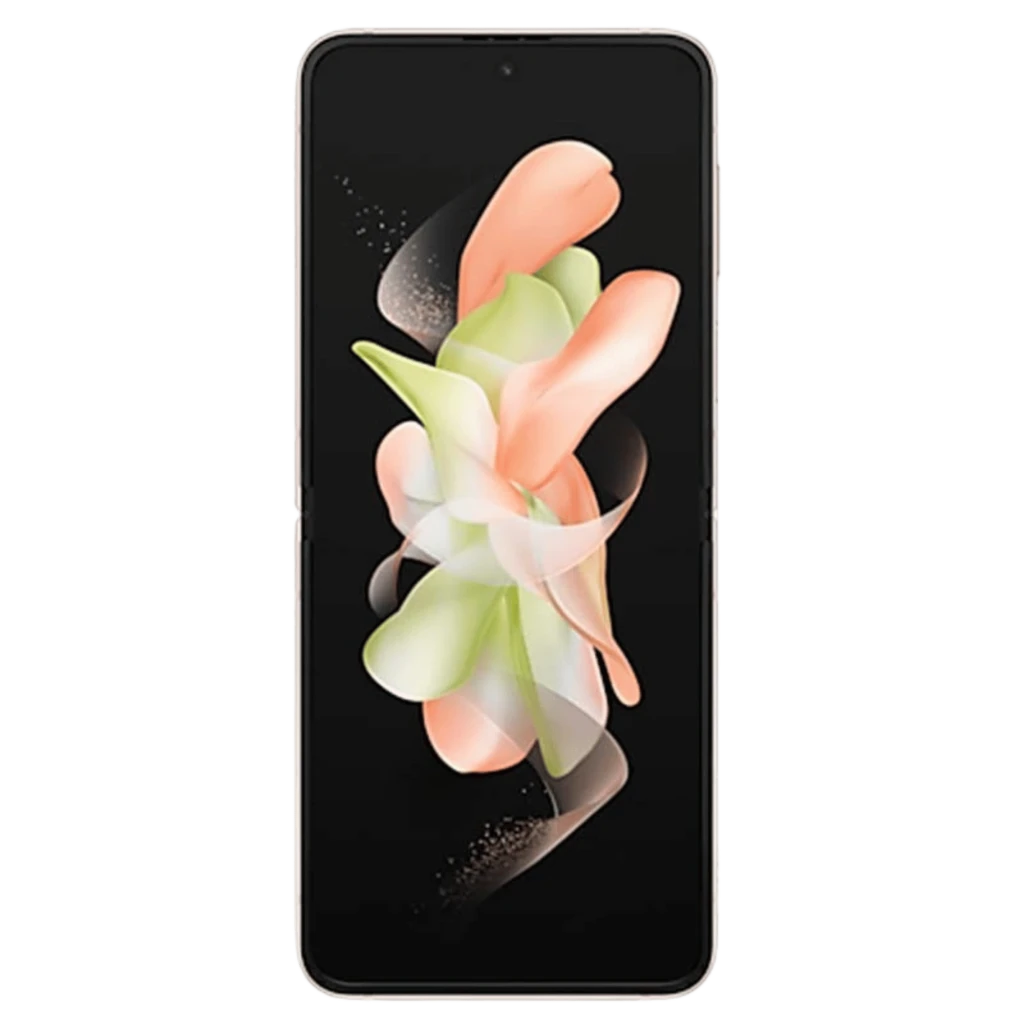 Samsung Galaxy Z Flip4 5G 128GB rosa usado em bom estado, tela interna ampla sem marcas visíveis, bordas finas e design dobrável elegante