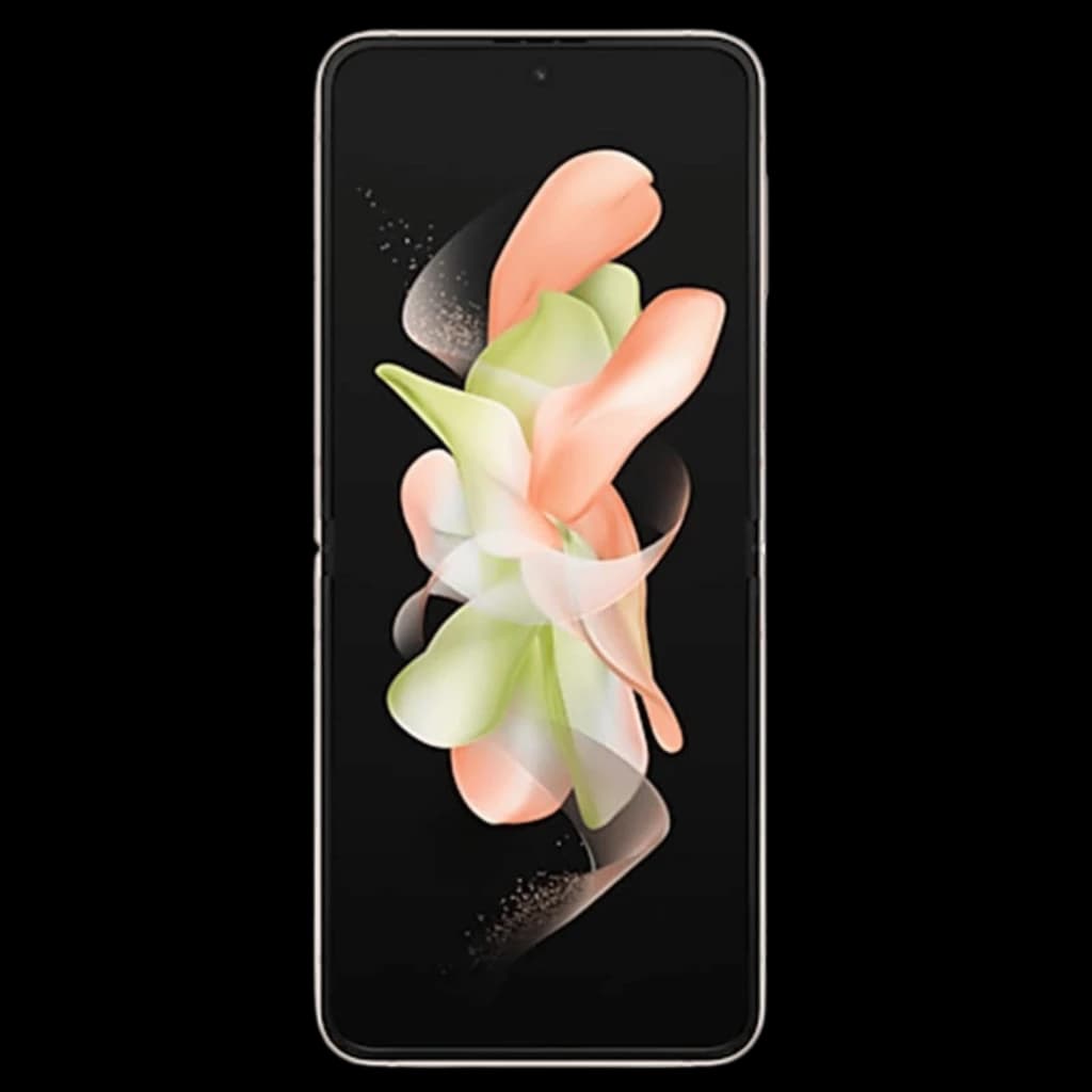 Samsung Galaxy Z Flip4 5G 128GB rosa usado em bom estado, tela interna ampla sem marcas visíveis, bordas finas e design dobrável elegante