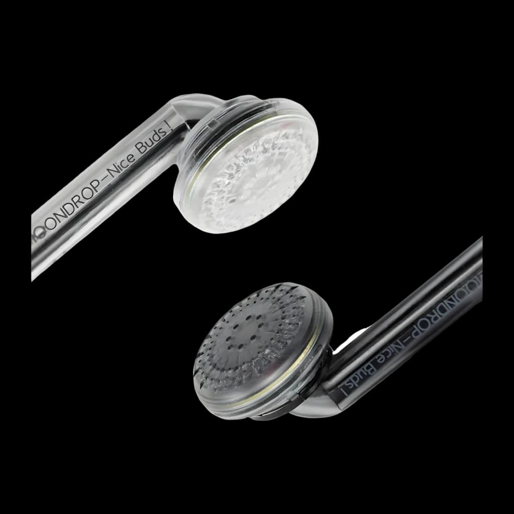 Auriculares Moondrop Nice Buds In-Ear con conector 3,5 mm, carcasa metálica plateada, rejillas circulares texturizadas y diseño ligero tipo earbud