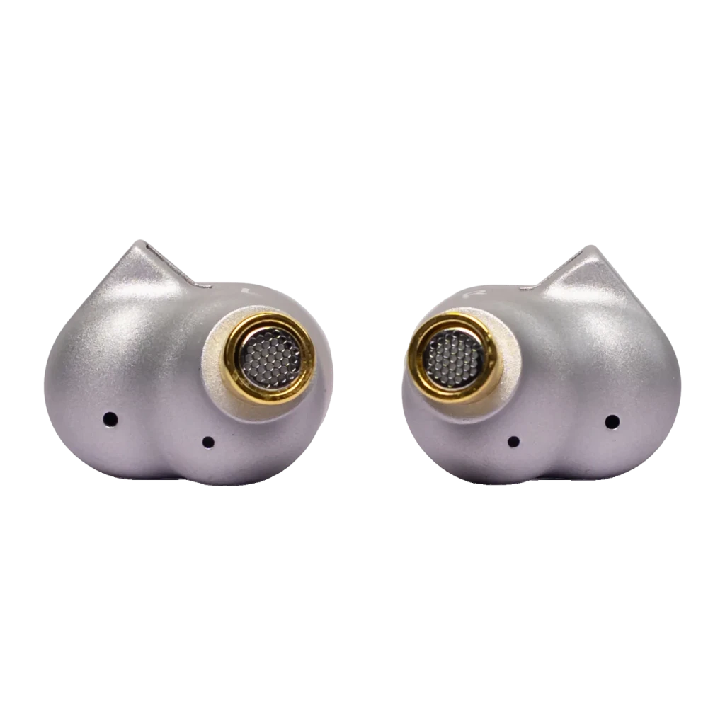 Auriculares IEM Moondrop CHU 3 In-Ear Jack 3,5mm Without mic com carcaça metálica prateada, bicos dourados com tela e portas de ventilação duplas