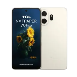 TCL NXTPAPER 70 Pro 5G dorado con pantalla 6,9 pulgadas, frontal con cámara en orificio, trasera elegante con doble cámara y flash, acabado mate