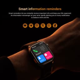 Blackview R70 Preto com tela colorida retangular, pulseira esportiva e ícones de chamadas Bluetooth; mostrador com contatos, teclado e notificações