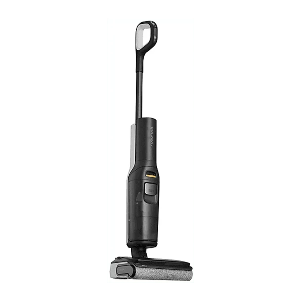 Roborock F25 ACE Combo 4Ah negro, vista lateral: aspiradora en base de autolavado junto a accesorio en seco - Ítem2