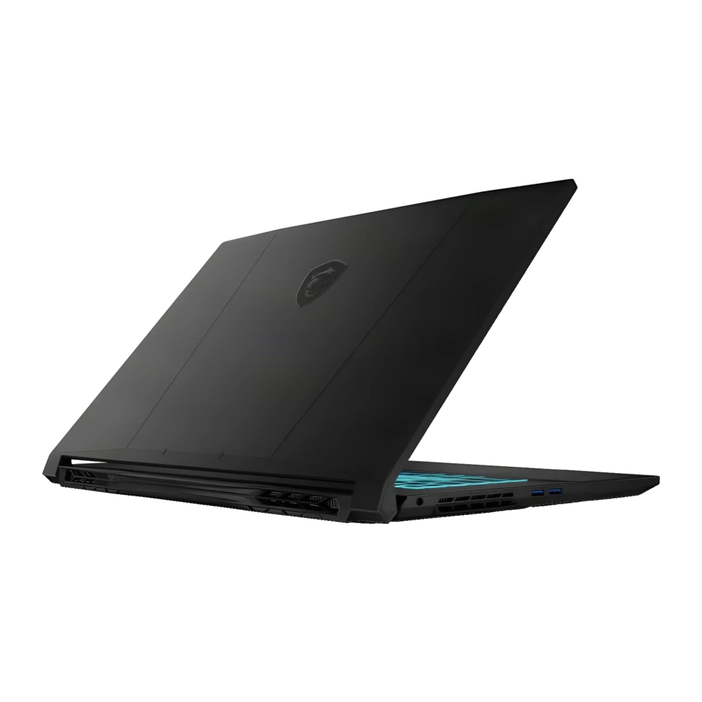 MSI Portatil 17-221XES 1TB negro, vista frontal: pantalla con logo dragón y teclado RGB multicolor - Ítem4