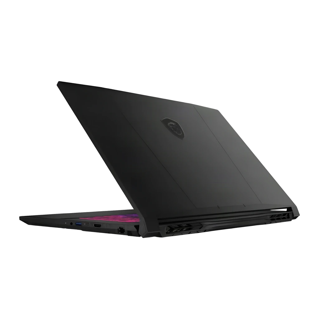 MSI Portatil 17-221XES 1TB negro, vista frontal: pantalla con logo dragón y teclado RGB multicolor - Ítem5