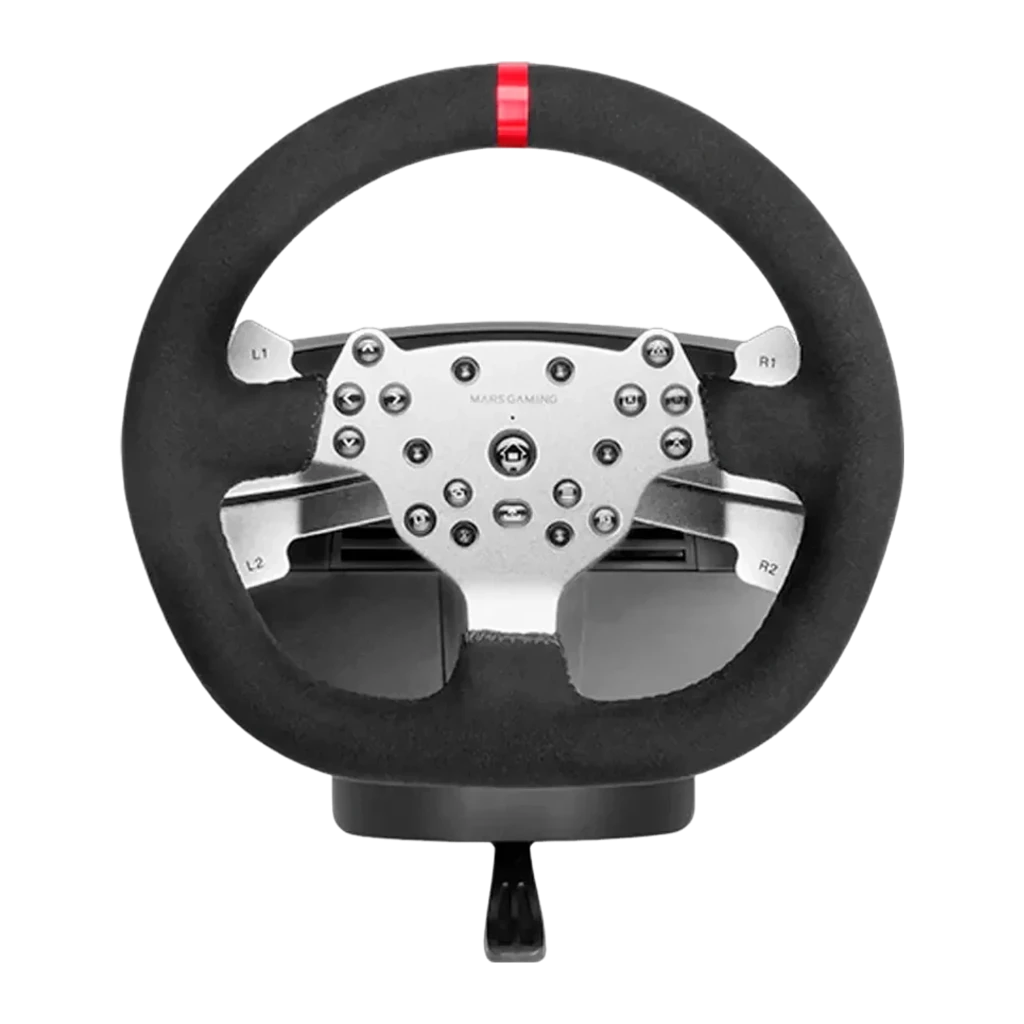 Mars Gaming MWHRSX Negro, kit completo: volante con base, 3 pedales metálicos sobre plataforma y palanca de cambios - Ítem1
