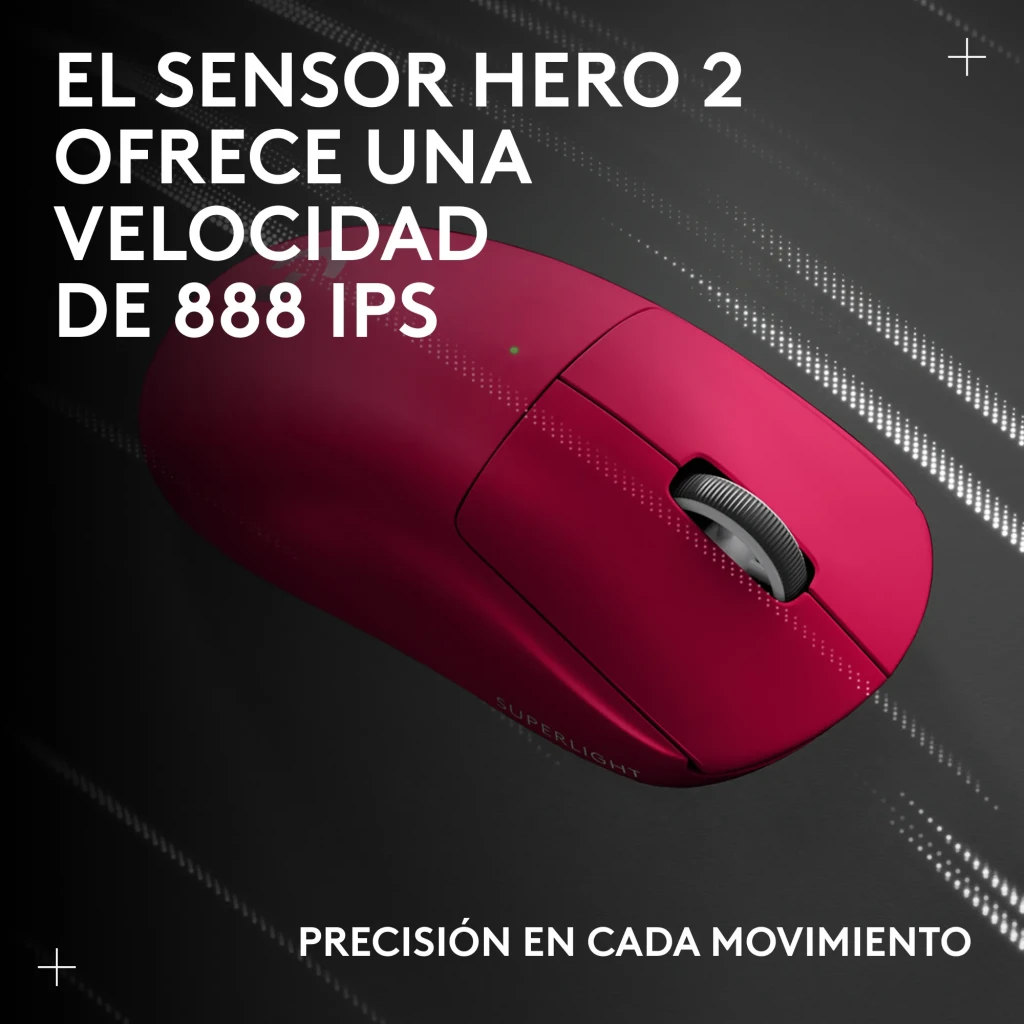 Logitech G Pro X Superlight 2 rosa, vista superior: cuerpo liso, rueda negra central y logo G plateado - Ítem5