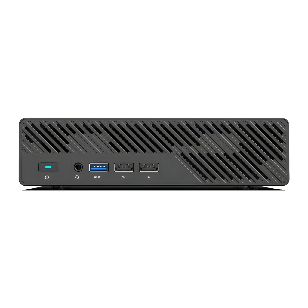 Minisforum Mini PC MS-01 i9-13900H Barebone 24TB noir, panneau avant: bouton d'alimentation, jack audio, USB 3.0 et 2 USB-A