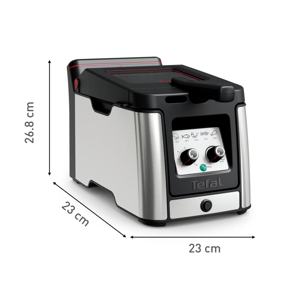 Tefal Freidora Clear Duo FR600D acero inoxidable/negro - potencia = 2000 W | calienta rápido y recupera temperatura entre