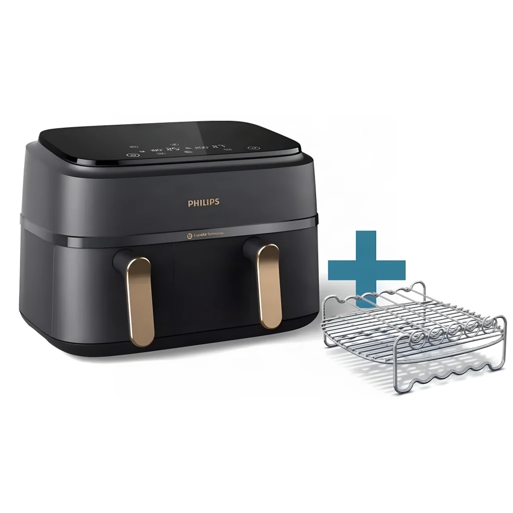 Philips Freidora de aire Airfryer Dual Basket 3000 Series NA352/04 Negro - control táctil con pantalla LED y 8 programas