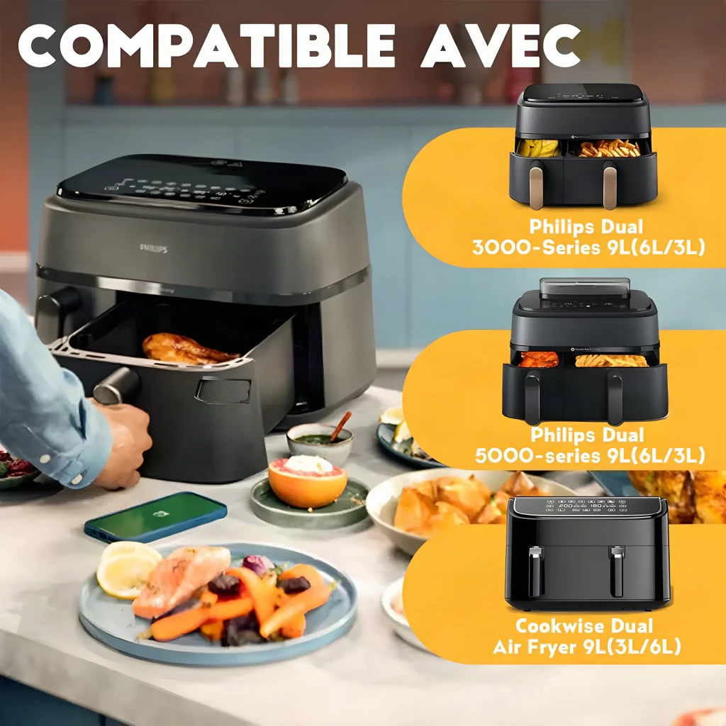 Philips Freidora de aire Airfryer Dual Basket 3000 Series NA352/04 Negro - partes aptas para lavavajillas + capa