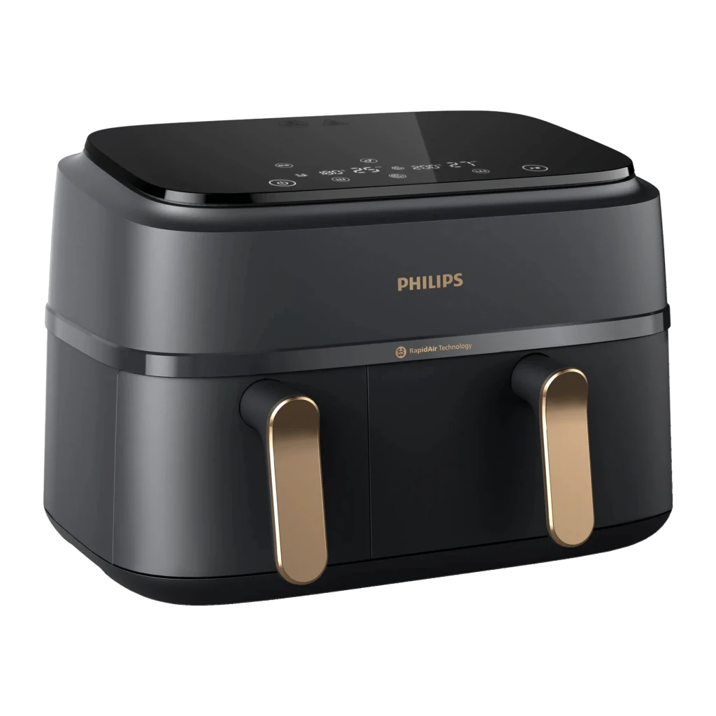 Philips Freidora de aire Airfryer Dual Basket 3000 Series NA352/04 Negro - capacidad total = 9 L (capacidad de fritura 1,5