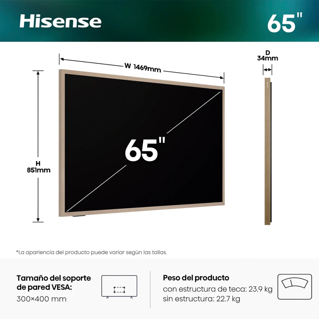 Hisense Televisor 65S7S 65 pulgadas 4K Ultra HD QLED Smart TV Negro - détail 7