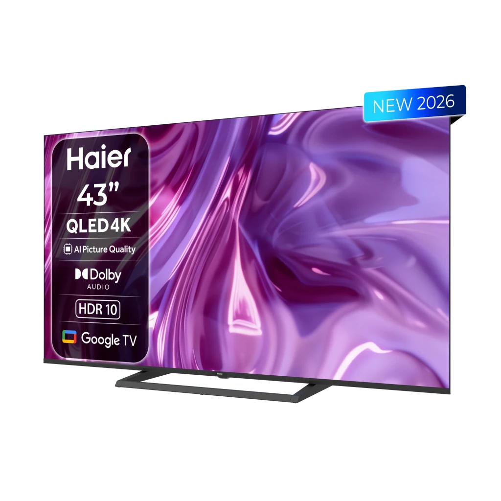 Haier Televisor H43S80GUX 43 pulgadas 4K Ultra HD QLED Smart TV Negro - tamaño y resolución = 43 pulgadas, 3840 x 2160