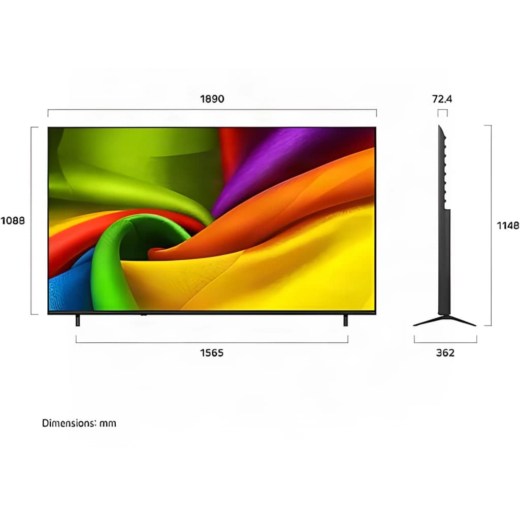LG TV 85 pulgadas 85NU8E0B3LA UHD NANO A7 WEBOS26 HDR10PRO gris oscuro y negro - tamaño de 85 pulgadas con panel NanoCell LED