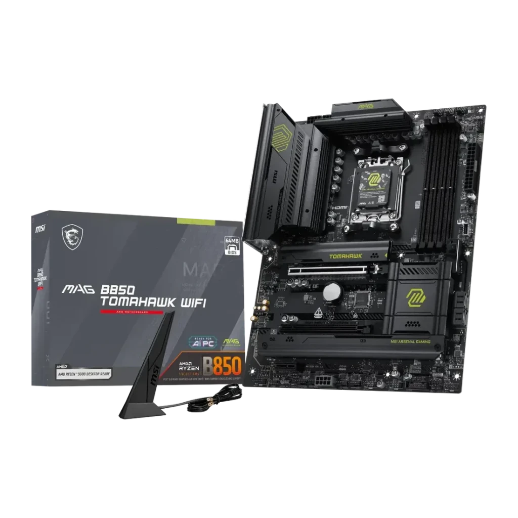MSI Placa base MAG B850 Tomahawk Max WiFi preto - vista frontal