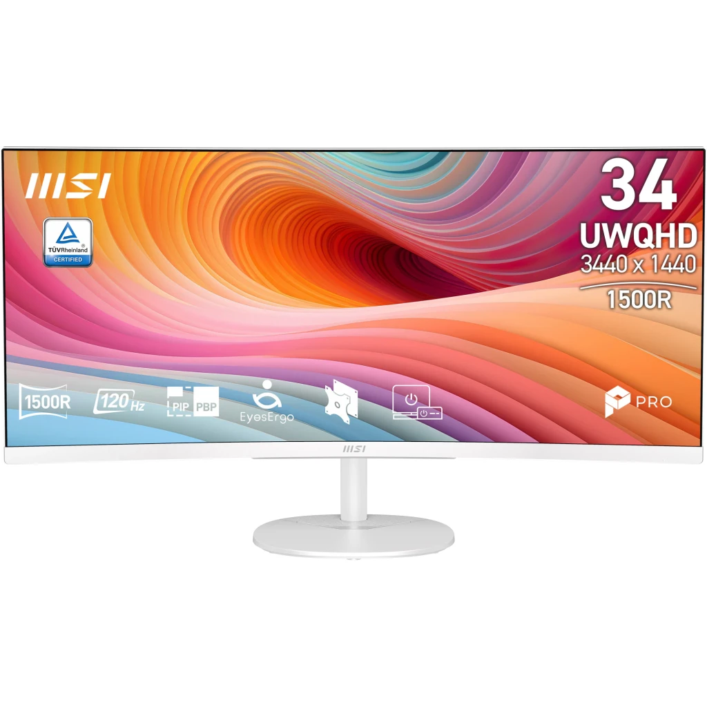 MSI Monitor Modern MD342CQPW 34 pulgadas 21:9 UltraWide Quad HD VA blanc (bisel) noir (pie) - vue principale