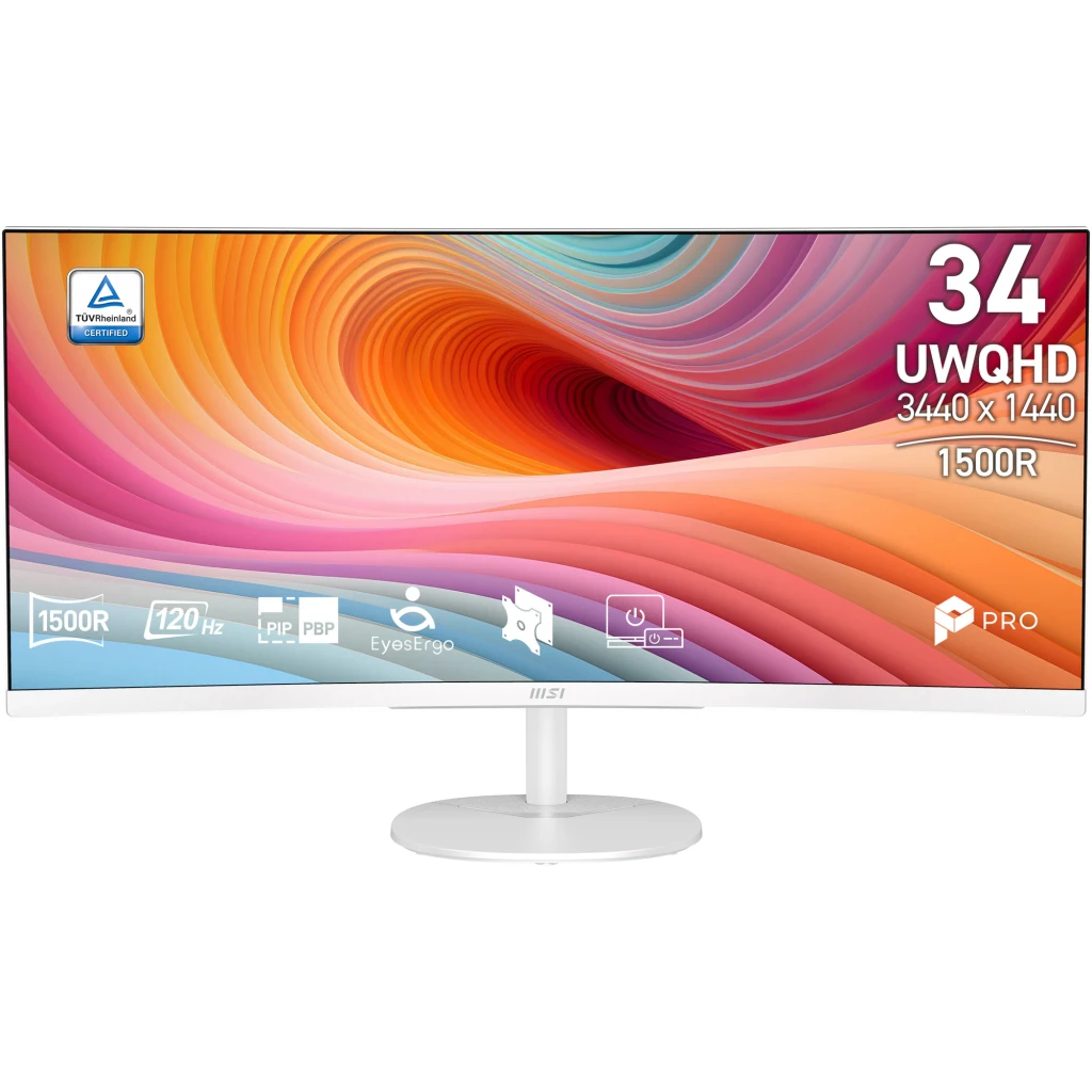 MSI Monitor Modern MD342CQPW 34 pulgadas 21:9 UltraWide Quad HD VA blanc (bisel) noir (pie) - détail 2