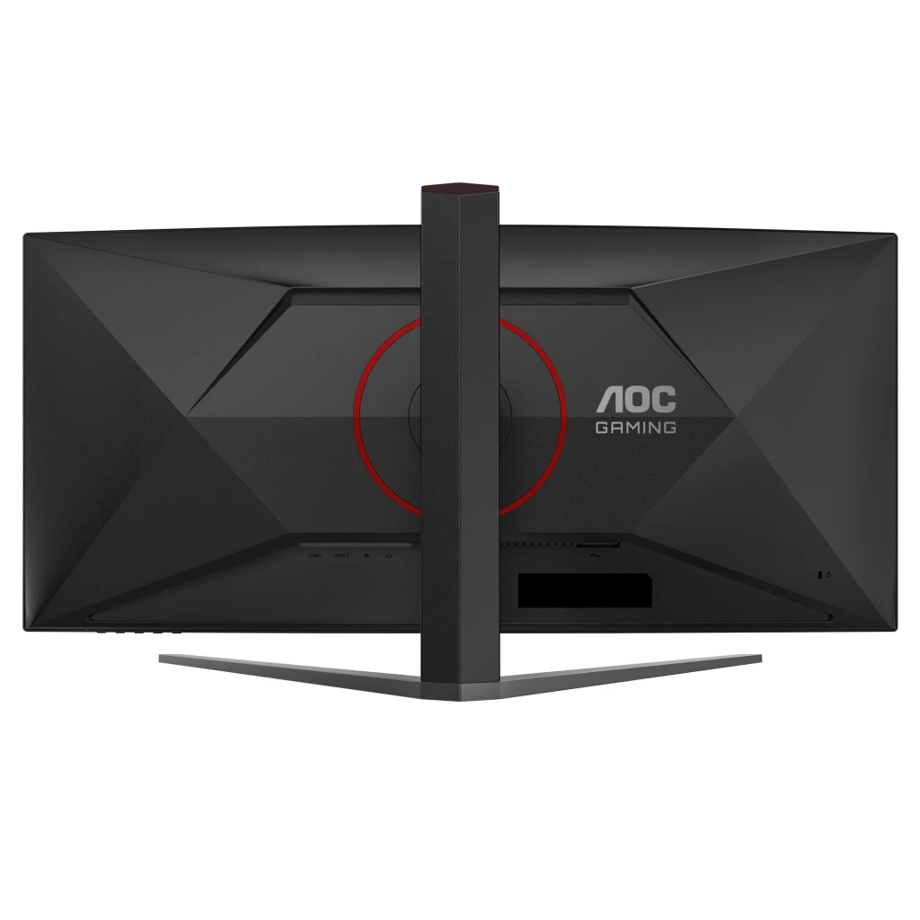 AOC Gaming CU34G4 34 pulgadas Curvo Negro Rojo, vista trasera completa: panel trasero ultrawide con aro rojo central