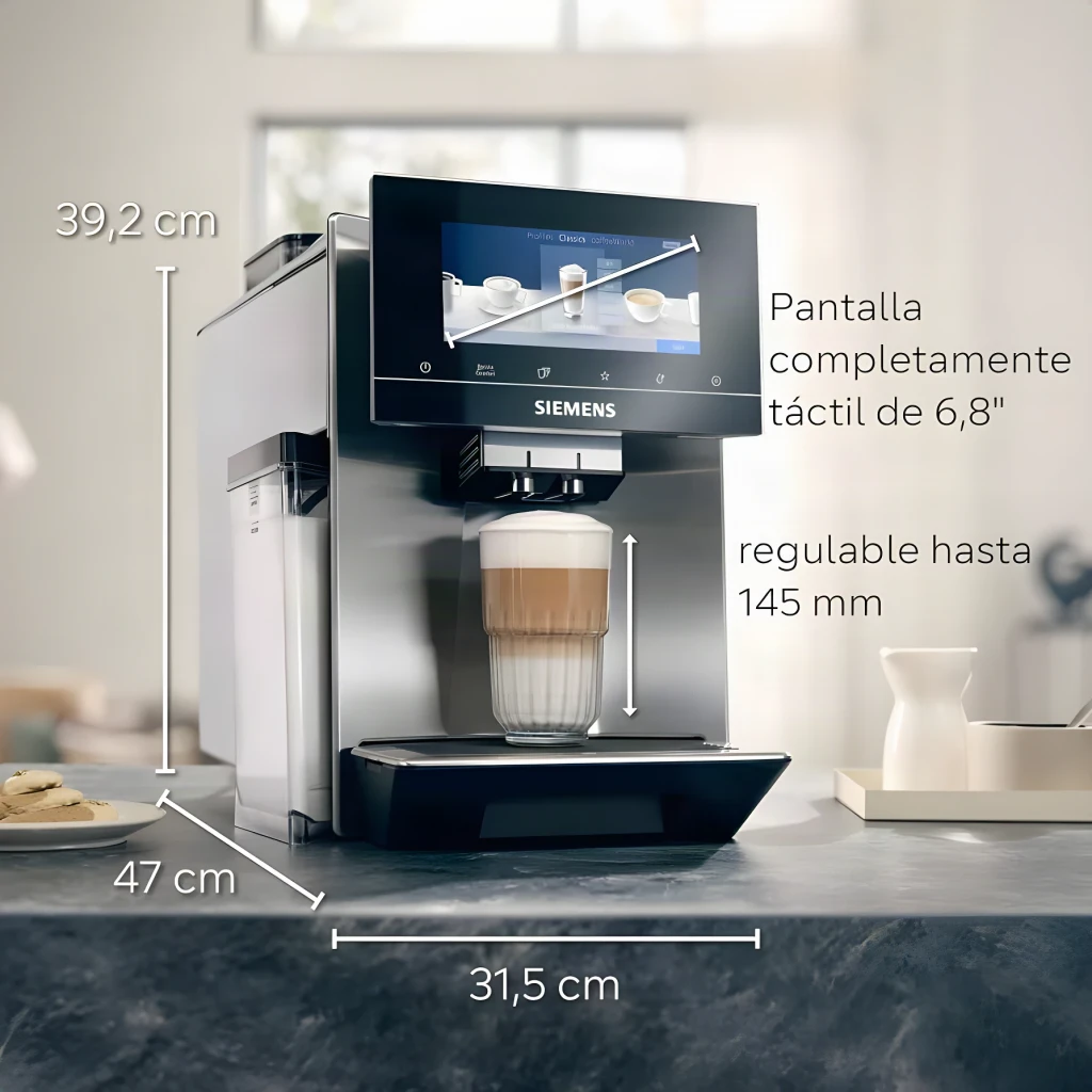 Siemens Cafetera superautomática EQ.6 plus s500 TE655203RW 1,7 L 19 bares preto cinzento prateado - detalhe 4